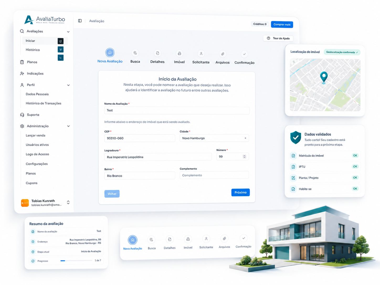 Cadastro de imóvel no software Avalia Turbo para PTAM